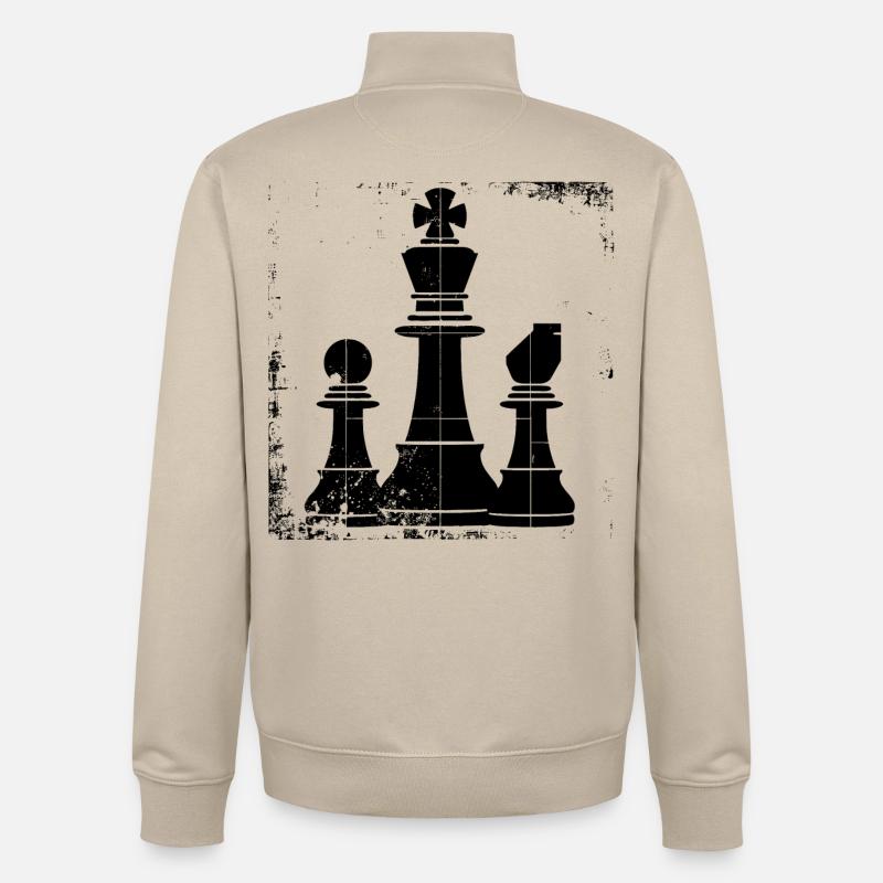 Dessin de pièces d’échecs - Sweat zippé unisexe en coton bio Stanley/Stella - beige crème