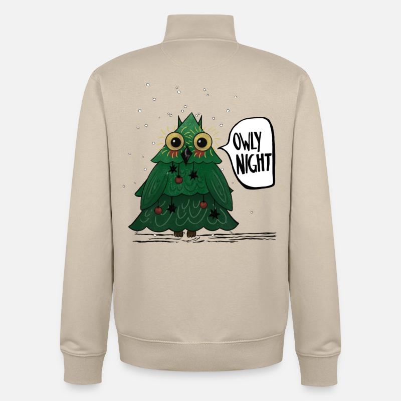 Owly Christmas Night Weihnachtsbaum Eule - Unisex Organic Zip Sweatshirt von Stanley/Stella - Cremebeige