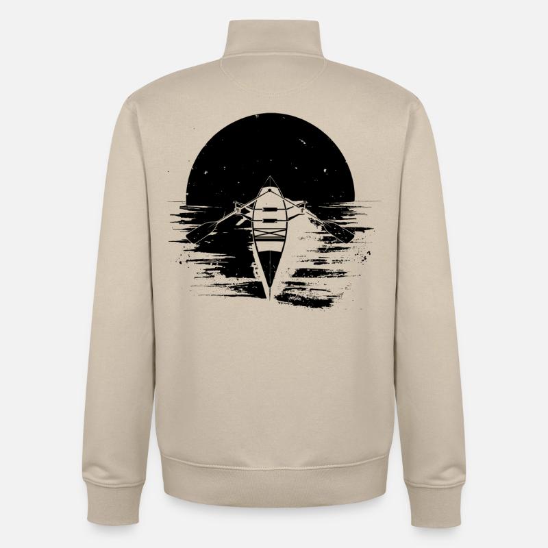 Dessin de bateau à rames - Sweat zippé unisexe en coton bio Stanley/Stella - beige crème