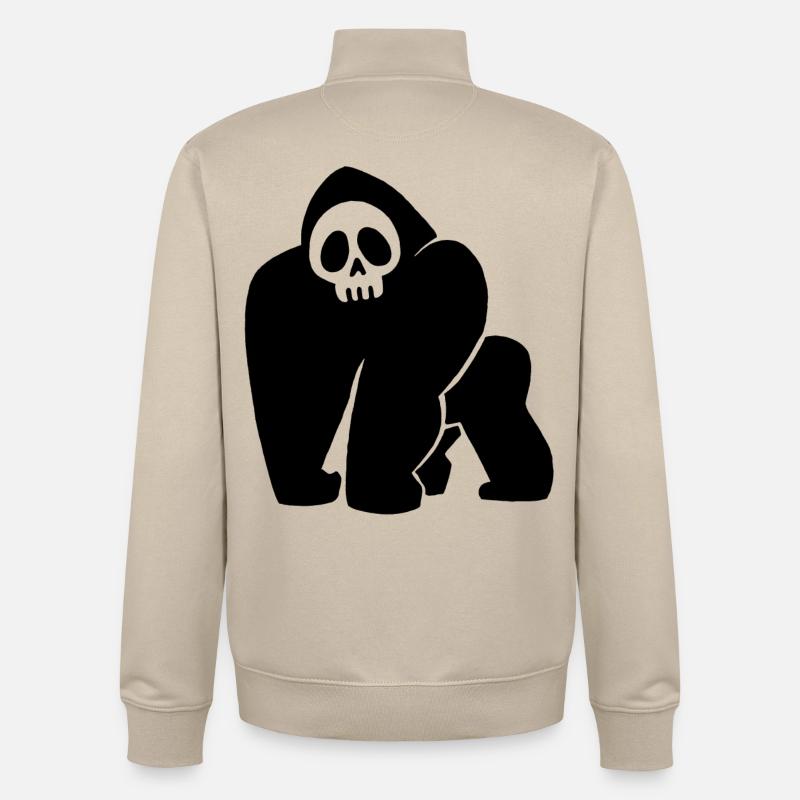 Schwarzer Gorilla Schädel - Unisex Organic Zip Sweatshirt von Stanley/Stella - Cremebeige