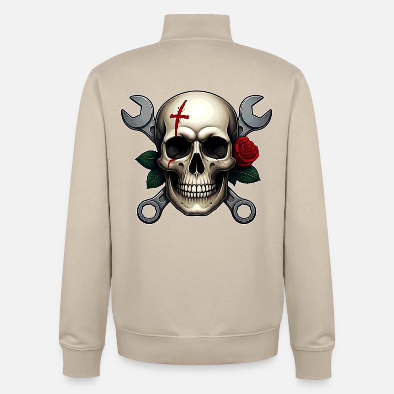 Skull Art - Crâne moderne dans un design bicolore - Sweat zippé unisexe en coton bio Stanley/Stella - beige crème