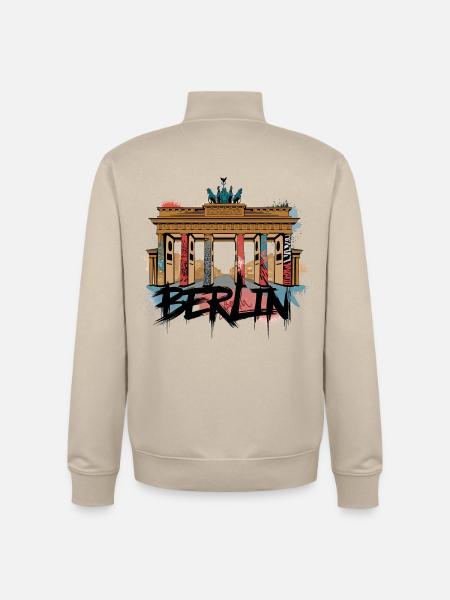 Urban Berlin-stil – Brandenburger Tor - Unisex genser med glidelås i økologisk bomull Stanley/Stella - krembeige