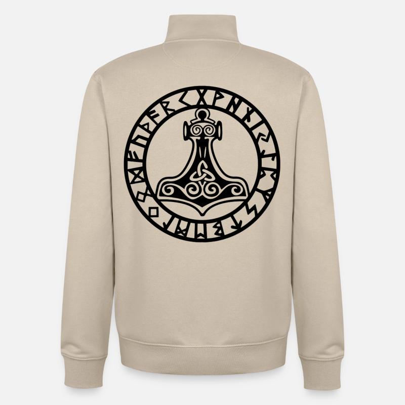 Schwarzer Wikingerhammer - Unisex Organic Zip Sweatshirt von Stanley/Stella - Cremebeige