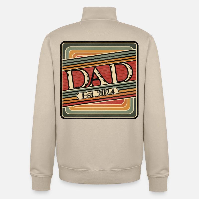 Dad Est. 2024 Rétro Design - Sweat zippé unisexe en coton bio Stanley/Stella - beige crème