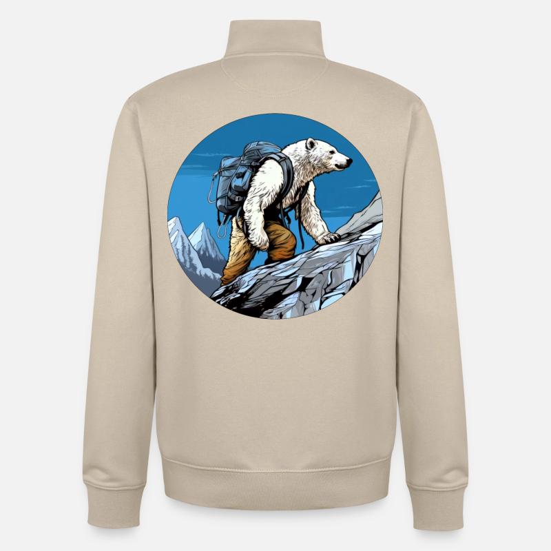 Eisbären Wandern / Bergsteiger Eisbär - Unisex Organic Zip Sweatshirt von Stanley/Stella - Cremebeige