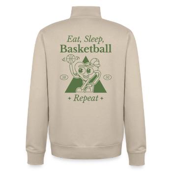 Conception humoristique de coeur de basket-ball - Sweat zippé unisexe en coton bio Stanley/Stella - beige crème - Dos - AI Model Male 185 dark (185cm)