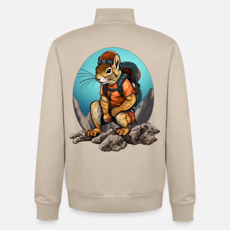 Eichhörnchen Bergsteiger / Wandern Eichhörnchen - Unisex Organic Zip Sweatshirt von Stanley/Stella - Cremebeige