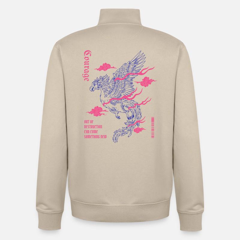 Courage – Phénix de la renaissance - Sweat zippé unisexe en coton bio Stanley/Stella - beige crème