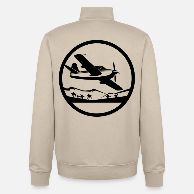 Graphisme d’avion - Sweat zippé unisexe en coton bio Stanley/Stella - beige crème