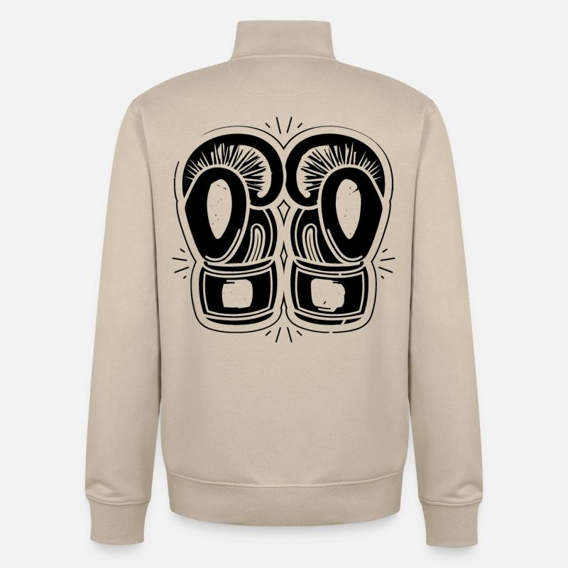 Dessin de gants de boxe - Sweat zippé unisexe en coton bio Stanley/Stella - beige crème