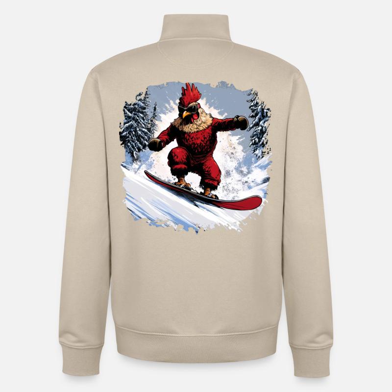 Chicken Snowboard - Unisex Organic Zip Sweatshirt by Stanley/Stella - desert dust