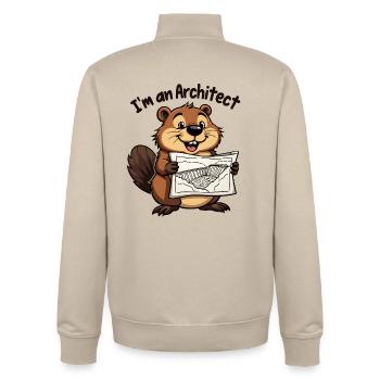 Biber Architecte – Constructeur de barrages - Sweat zippé unisexe en coton bio Stanley/Stella - beige crème - Dos - AI Model Male 185 dark (185cm)