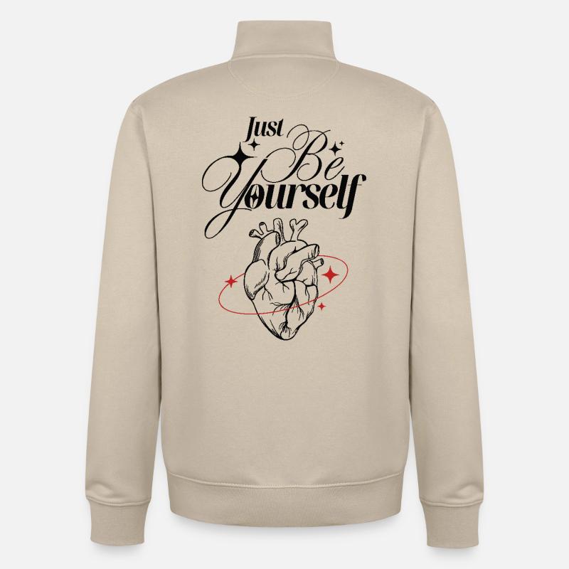 Soyez simplement vous-même – Cœur et lettrage - Sweat zippé unisexe en coton bio Stanley/Stella - beige crème