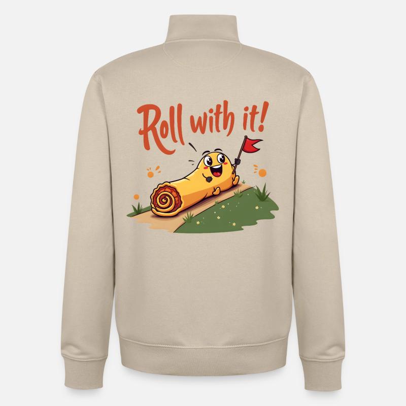 Roll With It Egg Roll - Unisex Organic Zip Sweatshirt by Stanley/Stella - desert dust