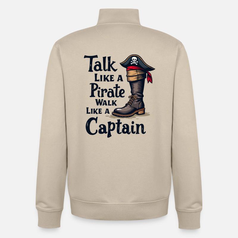 Parler comme un pirate, marcher comme un capitaine - Sweat zippé unisexe en coton bio Stanley/Stella - beige crème