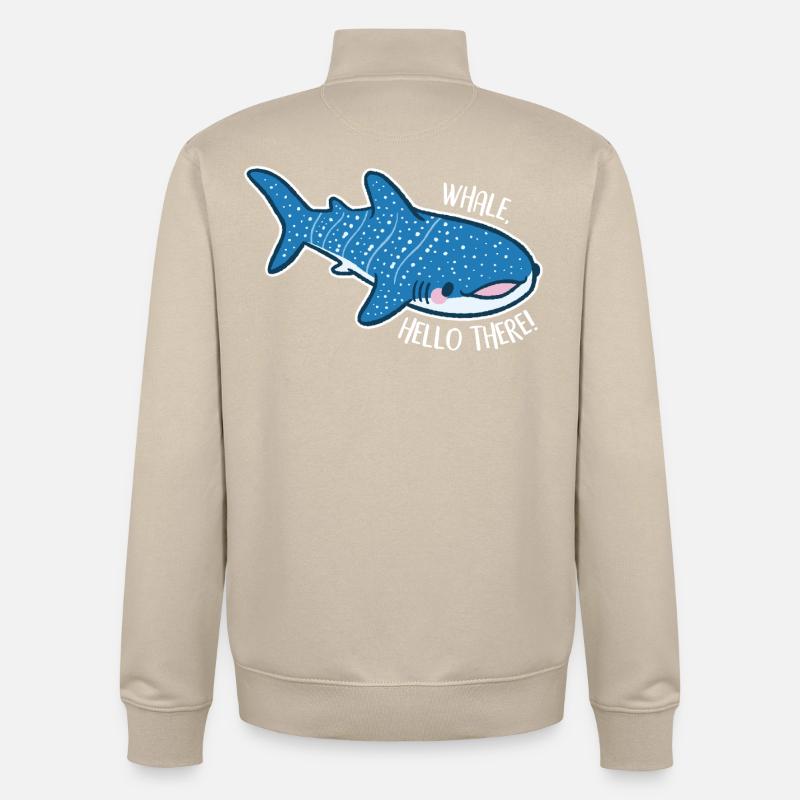 Funny whale shark with pun - Unisex Organic Zip Sweatshirt by Stanley/Stella - desert dust
