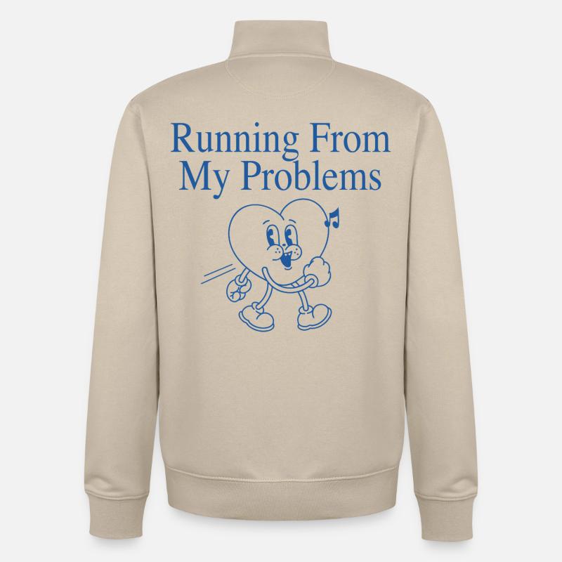 Running Heart – Running From My Problems - Unisex Organic Zip Sweatshirt by Stanley/Stella - desert dust