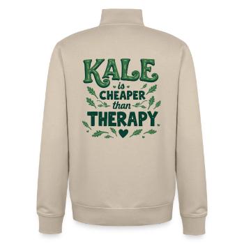 Kale is Cheaper than Therapy - Unisex Organic Zip Sweatshirt von Stanley/Stella - Cremebeige - Hinten - AI Model Male 185 dark (185cm)