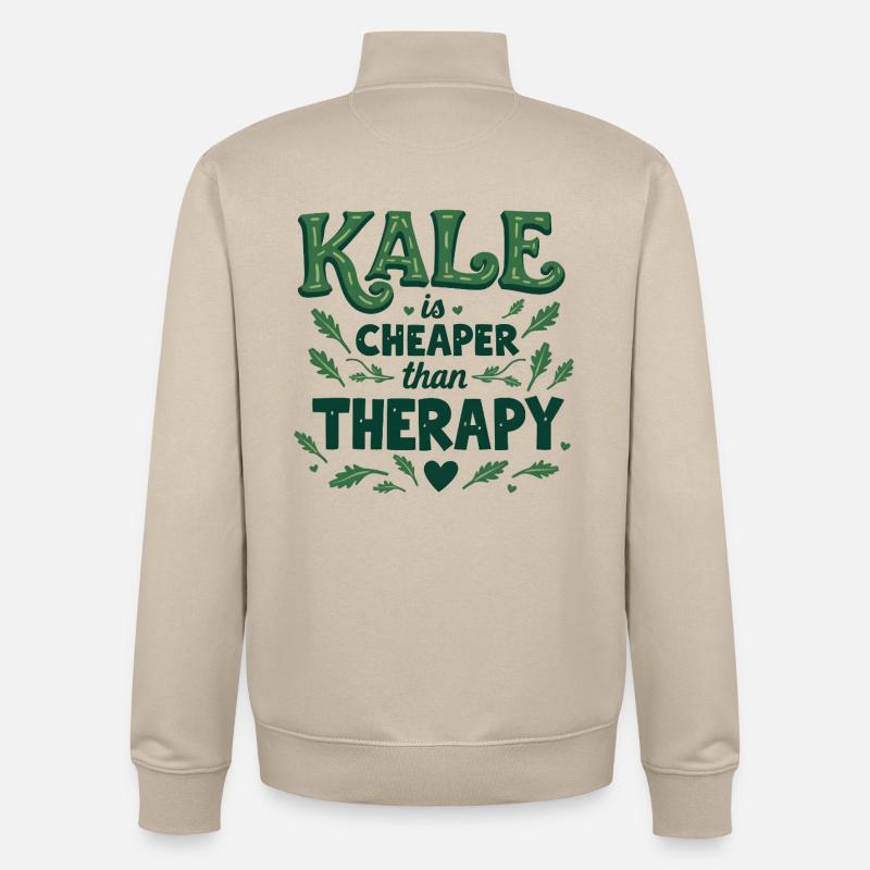 Kale is Cheaper than Therapy - Unisex Organic Zip Sweatshirt von Stanley/Stella - Cremebeige