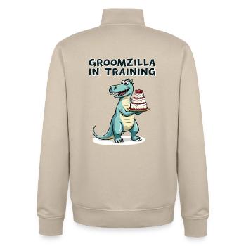 Groomzilla en formation - Sweat zippé unisexe en coton bio Stanley/Stella - beige crème - Dos - AI Model Male 185 dark (185cm)
