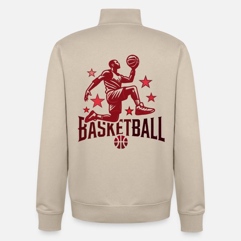 Conception de basket-ball - Sweat zippé unisexe en coton bio Stanley/Stella - beige crème