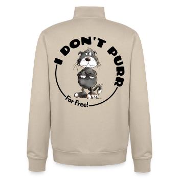 , je ne ronronne pas, chat disant chats - Sweat zippé unisexe en coton bio Stanley/Stella - beige crème - Dos - AI Model Male 185 dark (185cm)