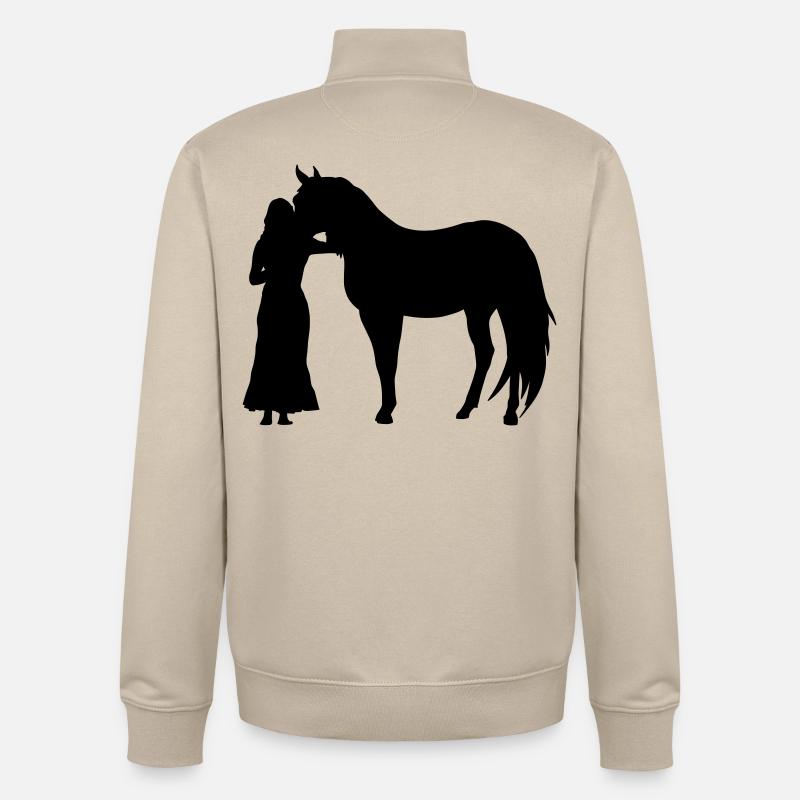 Frau mit Pferd - Unisex Organic Zip Sweatshirt von Stanley/Stella - Cremebeige