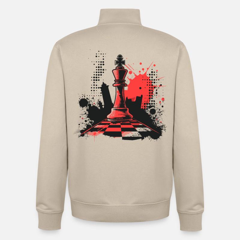 Pièces d’échecs Graffiti - Sweat zippé unisexe en coton bio Stanley/Stella - beige crème