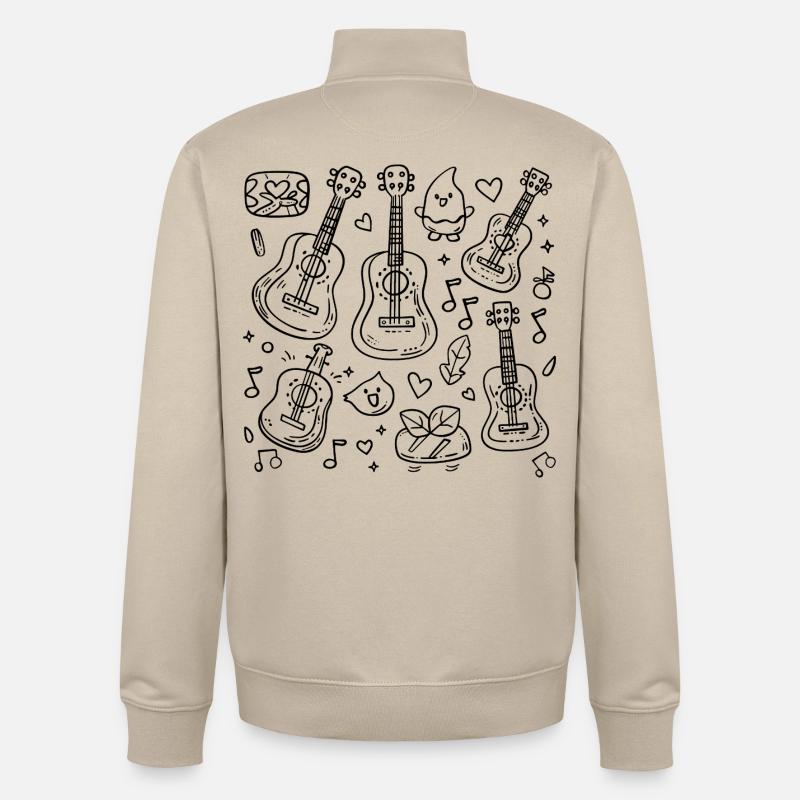 Ukulélé Style BD - Sweat zippé unisexe en coton bio Stanley/Stella - beige crème