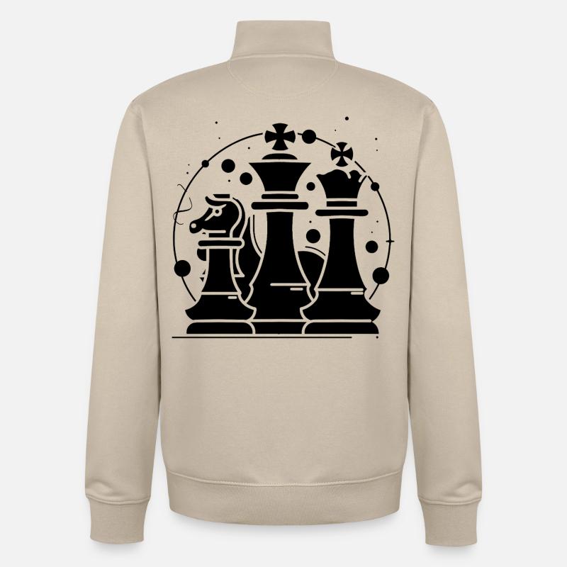 Pièces d’échecs Look comique - Sweat zippé unisexe en coton bio Stanley/Stella - beige crème