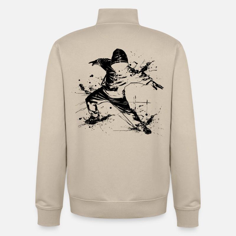 Breakdancer Graffiti - Sweat zippé unisexe en coton bio Stanley/Stella - beige crème