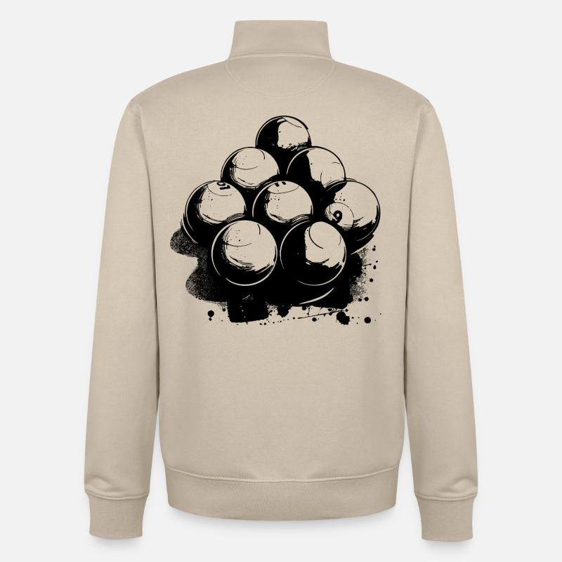 Dessin de billard - Sweat zippé unisexe en coton bio Stanley/Stella - beige crème