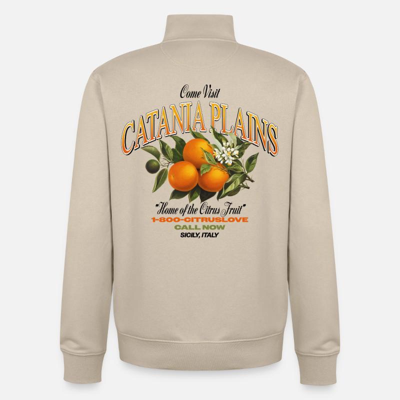Plaines de Catane Design d’agrumes - Sweat zippé unisexe en coton bio Stanley/Stella - beige crème