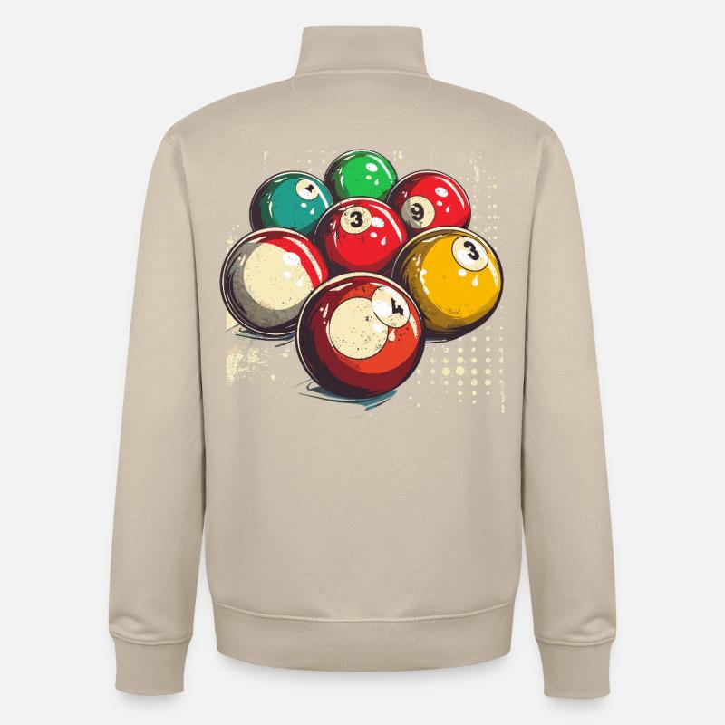 Boules de billard graphiques - Sweat zippé unisexe en coton bio Stanley/Stella - beige crème