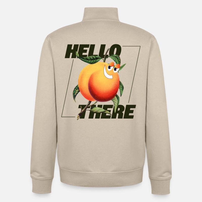 Peach Retro – Hello There Statement - Unisex Organic Zip Sweatshirt von Stanley/Stella - Cremebeige