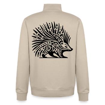 Porc-épic tribal - Sweat zippé unisexe en coton bio Stanley/Stella - beige crème - Dos - AI Model Male 185 dark (185cm)
