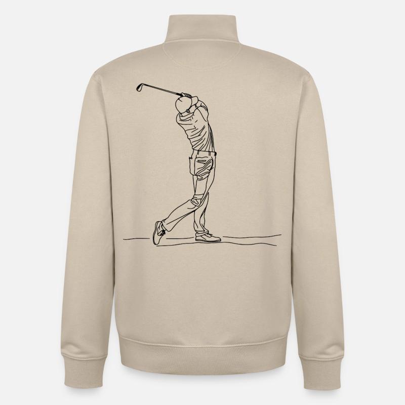 Golf Boy One Line Drawing - Unisex Organic Zip Sweatshirt von Stanley/Stella - Cremebeige