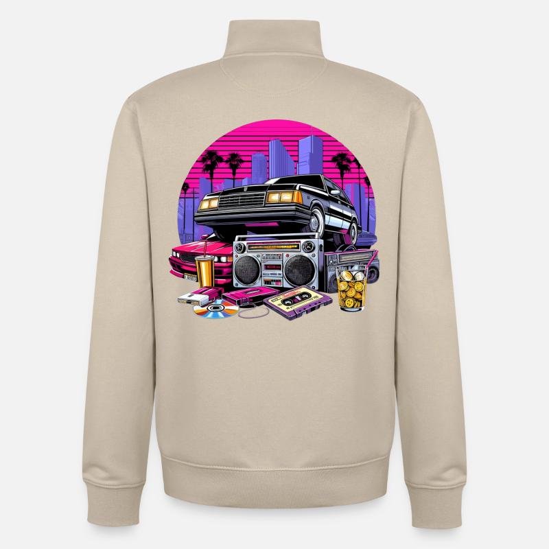 Kompaktkassette Ghettoblaster 90er Retro Geschenk - Unisex Organic Zip Sweatshirt von Stanley/Stella - Cremebeige