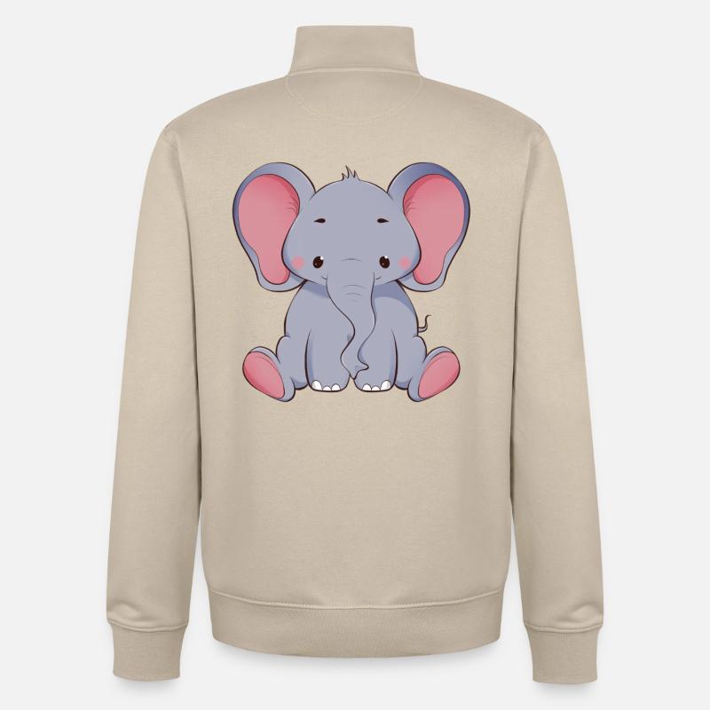 Éléphant - Sweat zippé unisexe en coton bio Stanley/Stella - beige crème