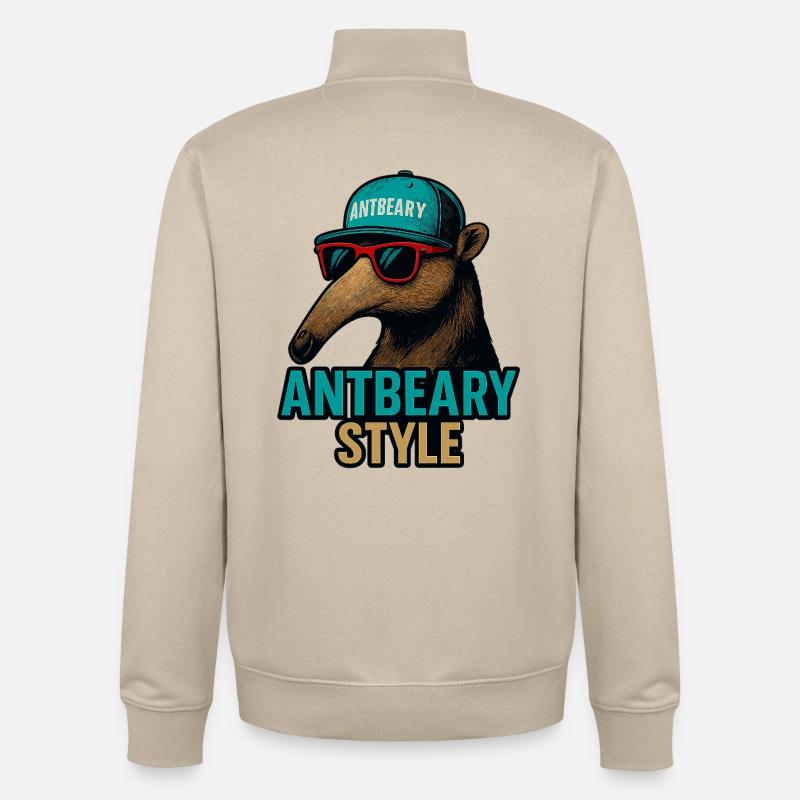 Antbeary Style Aardvark Cartoon - Unisex Organic Zip Sweatshirt by Stanley/Stella - desert dust
