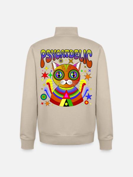 PSYCATDELIC - Unisex Organic Zip Sweatshirt by Stanley/Stella - desert dust