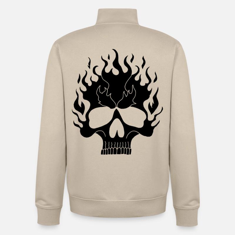 Schwarzer flammender Schädel - Unisex Organic Zip Sweatshirt von Stanley/Stella - Cremebeige