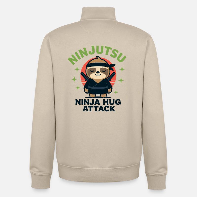 Ninja Cuddle Sloth HugAttack - Unisex Organic Zip Sweatshirt by Stanley/Stella - desert dust