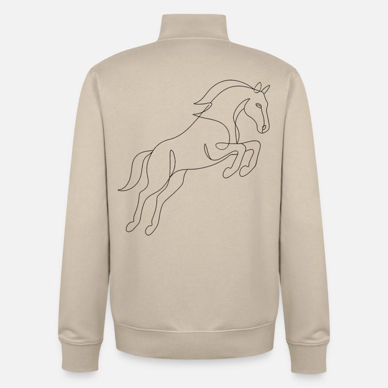 One Line Drawing - Pferd - Unisex Organic Zip Sweatshirt von Stanley/Stella - Cremebeige