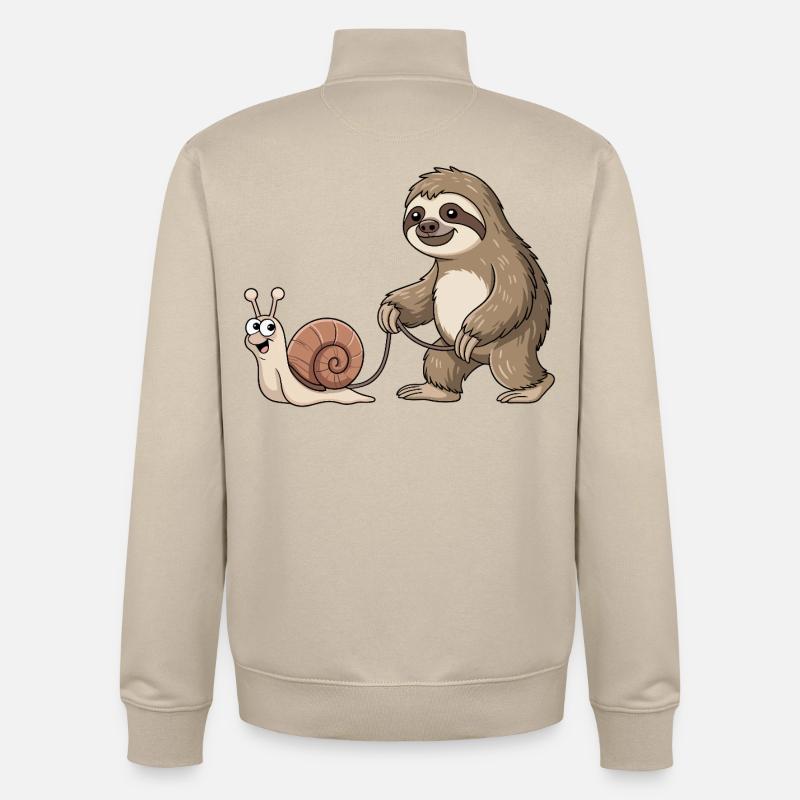 Faultier und Schnecke - Unisex Organic Zip Sweatshirt von Stanley/Stella - Cremebeige