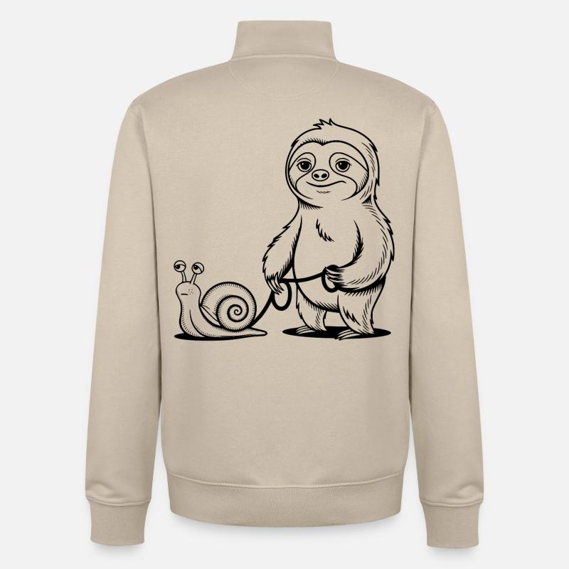 Faultier und Schnecke - Gassi gehen - Unisex Organic Zip Sweatshirt von Stanley/Stella - Cremebeige