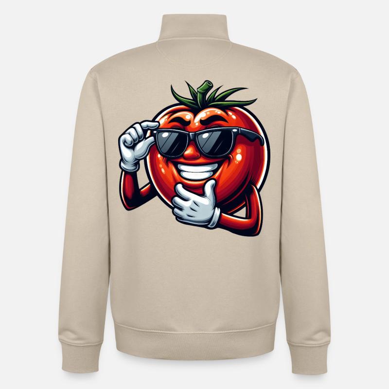 Coole Tomate mit Sonnenbrille Sommer Eitelkeit - Unisex Organic Zip Sweatshirt von Stanley/Stella - Cremebeige