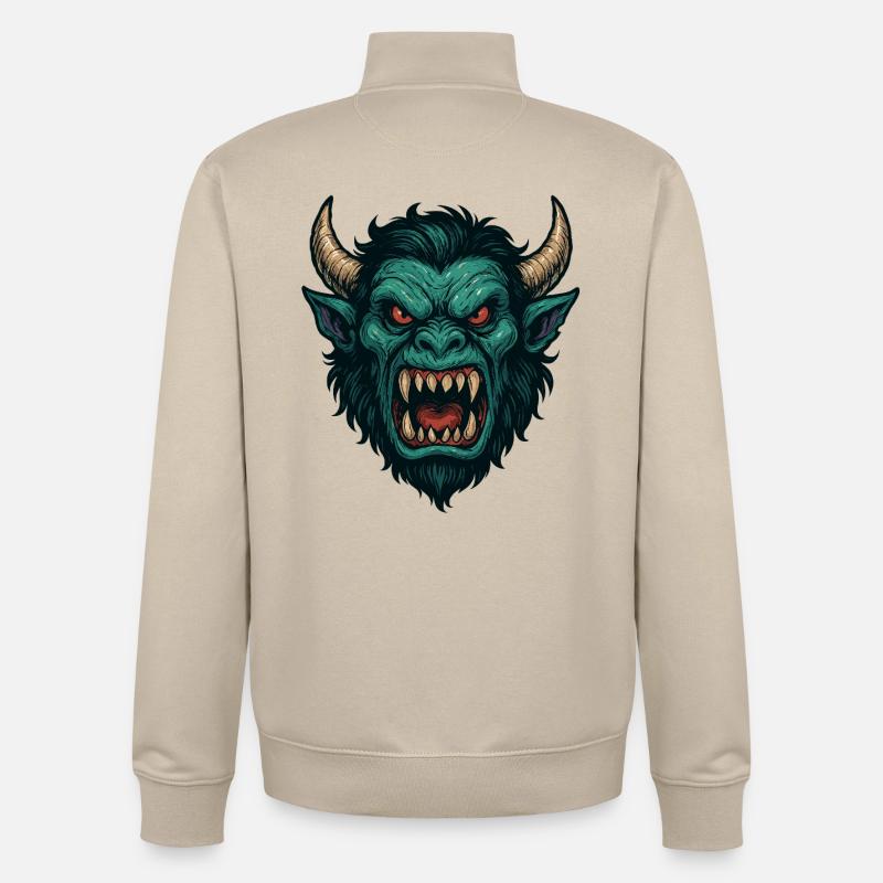 Dämonisches Wyrmgesicht - Unisex Organic Zip Sweatshirt von Stanley/Stella - Cremebeige