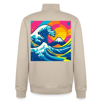 The (almost) wise wave - Unisex Organic Zip Sweatshirt by Stanley/Stella - desert dust - Back - AI Model Male 185 dark (185cm)