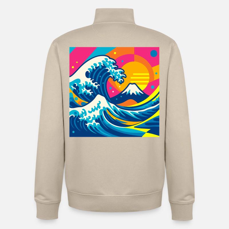 Die (fast) weise Welle - Unisex Organic Zip Sweatshirt von Stanley/Stella - Cremebeige